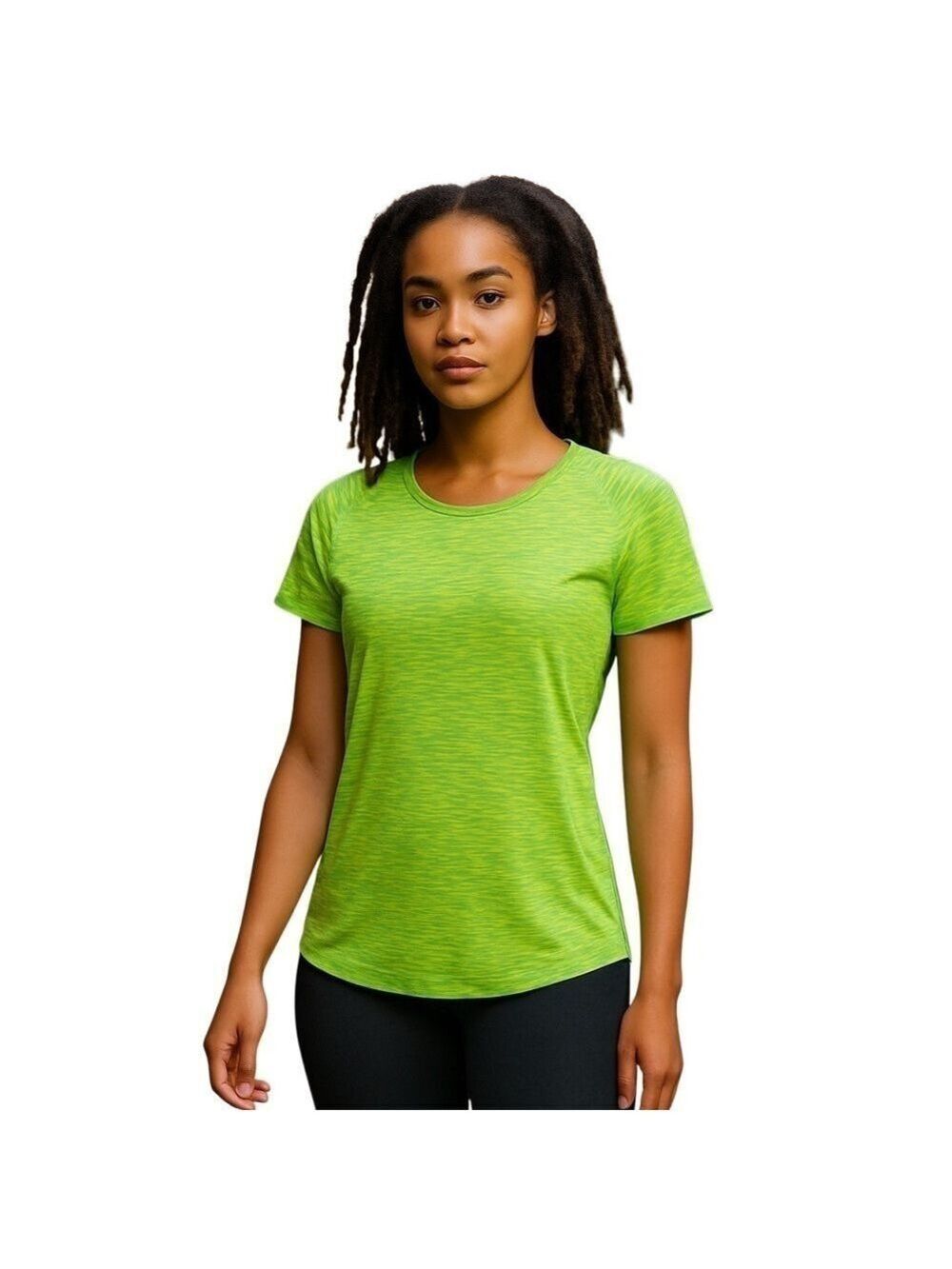 Reel Legends performance top t shirt green yellow back zipper pocket size M